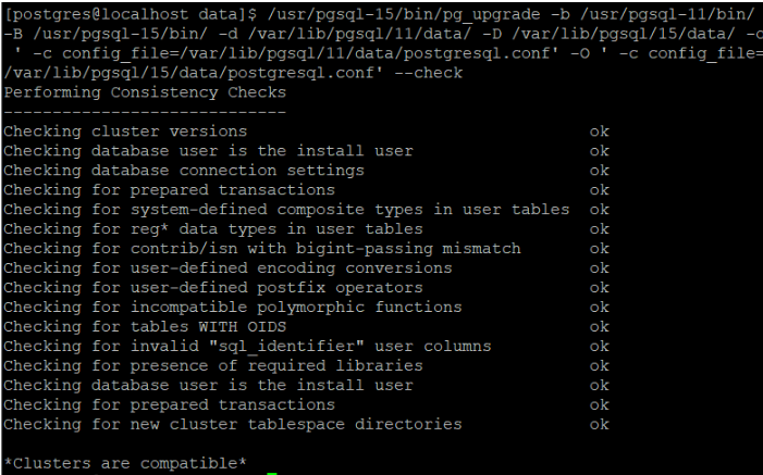 pg_upgrade --check
